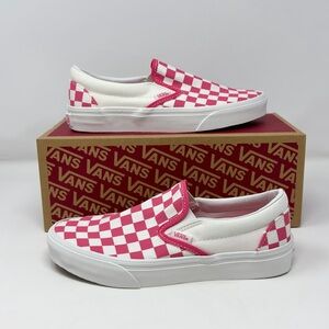 Vans Classic Slip-On Checkerboard Pink White Womens 7 Mens 5.5 STORE MODEL